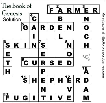 Crossword on Free Bible Family Christian Kids Crossword