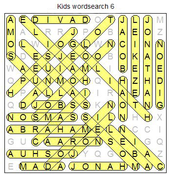 Free Bible kids wordsearch puzzle