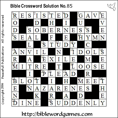Bible Crossword Puzzles on Click Here Toprint Out Just This Crossword Solution By Itself