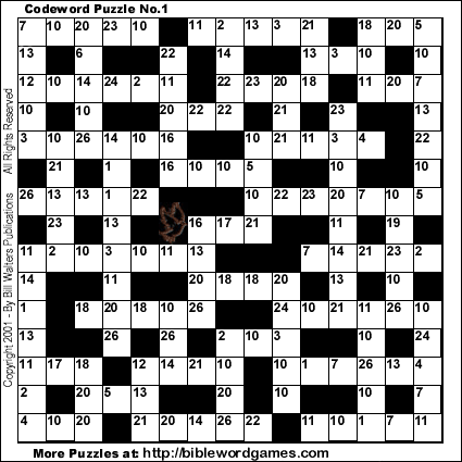 Free Bible Codeword Crossword puzzle