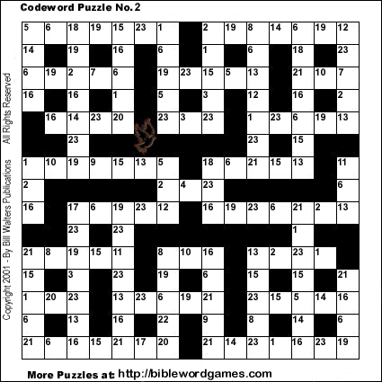 Bible Crossword Puzzles on Solutionto Family Christian Bible  Codeword Crossword Puzzle No 2
