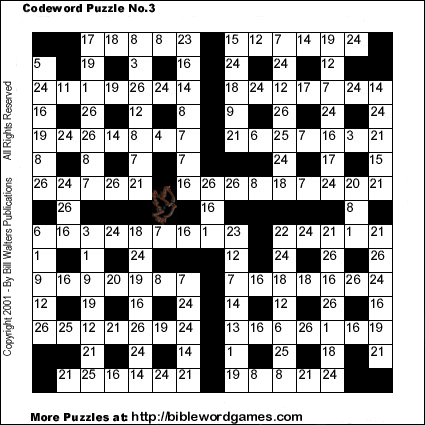 Bible Crossword Puzzles on Solutionto Family Christian Bible  Codeword Crossword Puzzle No 3
