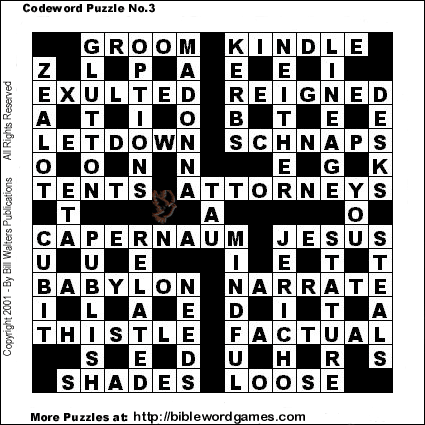 Free Bible codeword Crossword puzzle