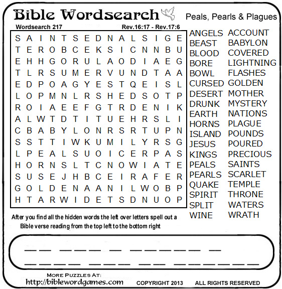 free Bible Wordsearch puzzle