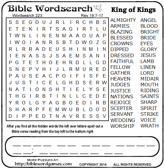 Bible wordsearch puzzle