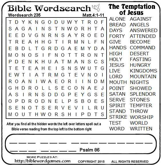 Free Bible Wordsearch puzzle