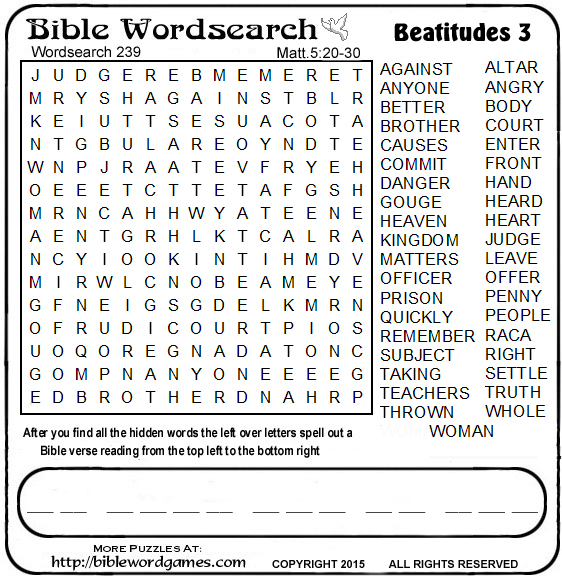 Free  Bible wordsearch puzzle