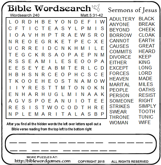Bible word search puzzle