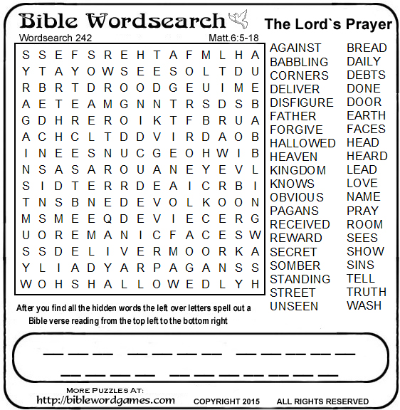 Bible wordsearch puzzle free