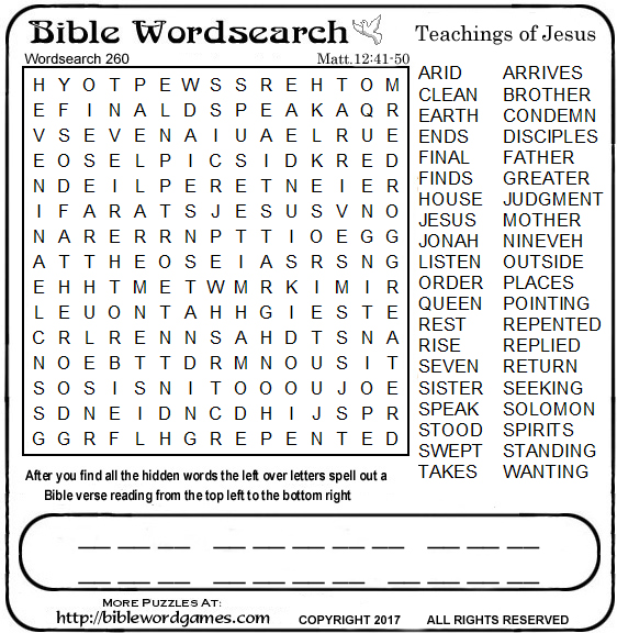 Bible wordsearch puzzle