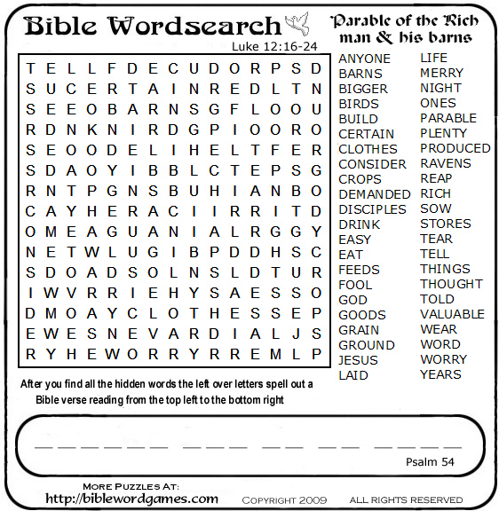 free Bible worsearch puzzle