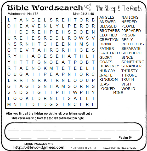 Free Bible wordsearch puzzle