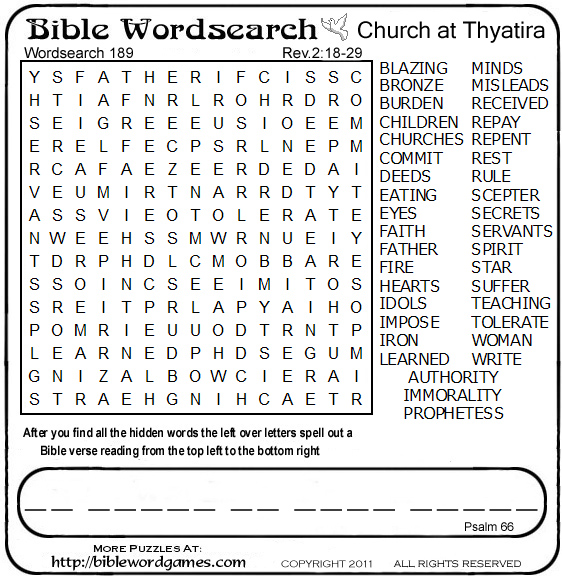 Free Bible Wordsearch puzzle