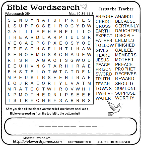Free Bible wordsearch puzzle
