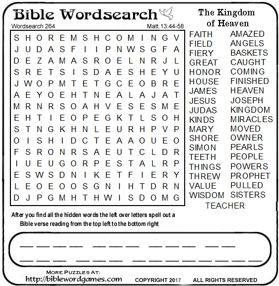 Free Bible Wordsearch puzzle