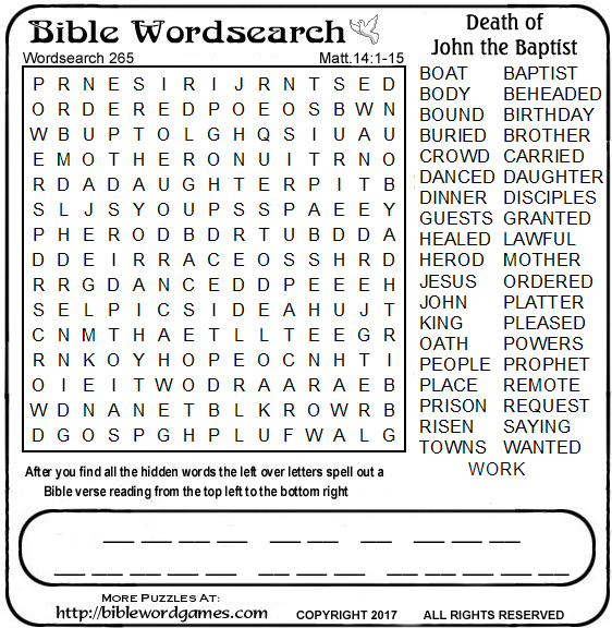 Free Bible wprdsearch puzzle