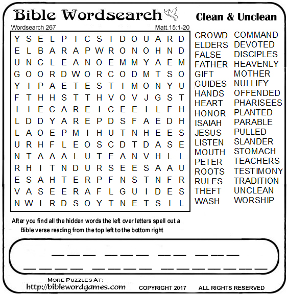 Free Bible Wordsearch Puzzle