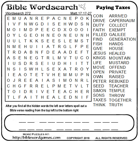 Free Bible Wordsearch Puzzle