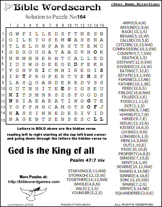 Free monthly Bible wordsearch puzzle