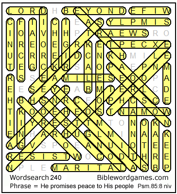 Bible word search puzzle solution