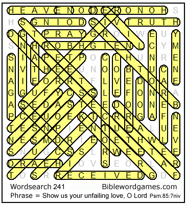 Bible wordsearch puzzle solution