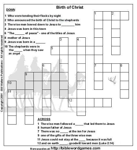 Christian Family Kids Bible Crossword Puzzles - 