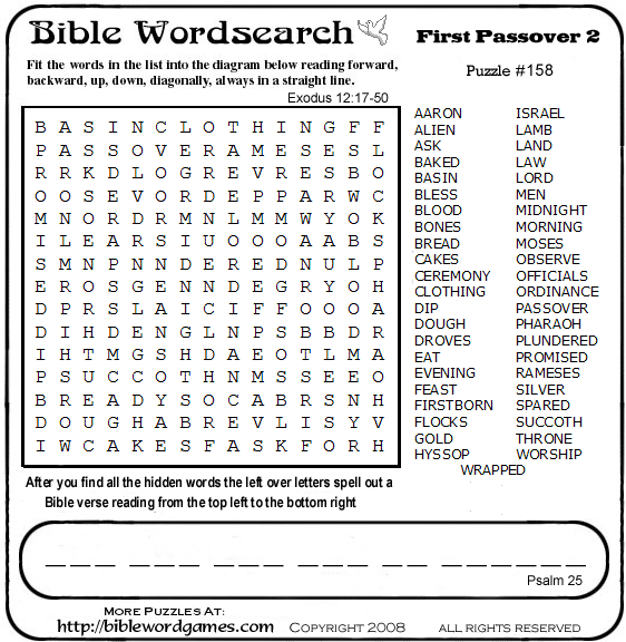Free Christian Family Bible wordsearch puzzle